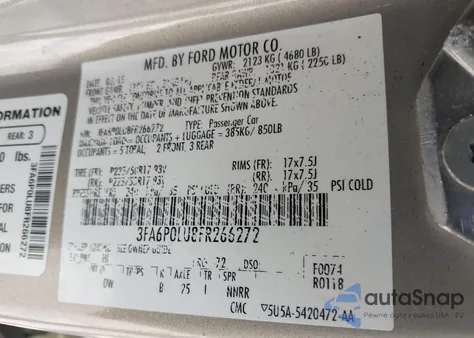 2015 Ford Fusion Hybrid Se из США, поврежденный, VIN 3FA6P0LU8FR266272